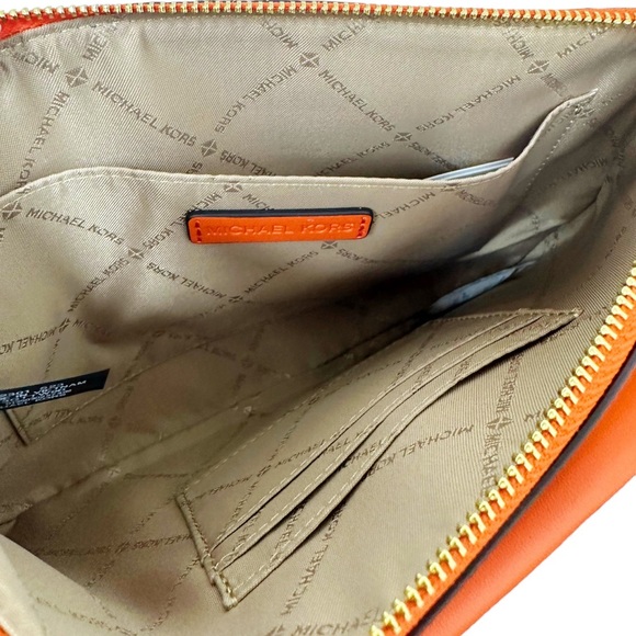 Michael Kors Jet Set Large 2 In 1 Card Case Wristlet Clutch Poppy Orange MK - Picture 6 of 6